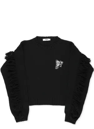 MSGM Kids Logo Embroidered Crewneck Jumper