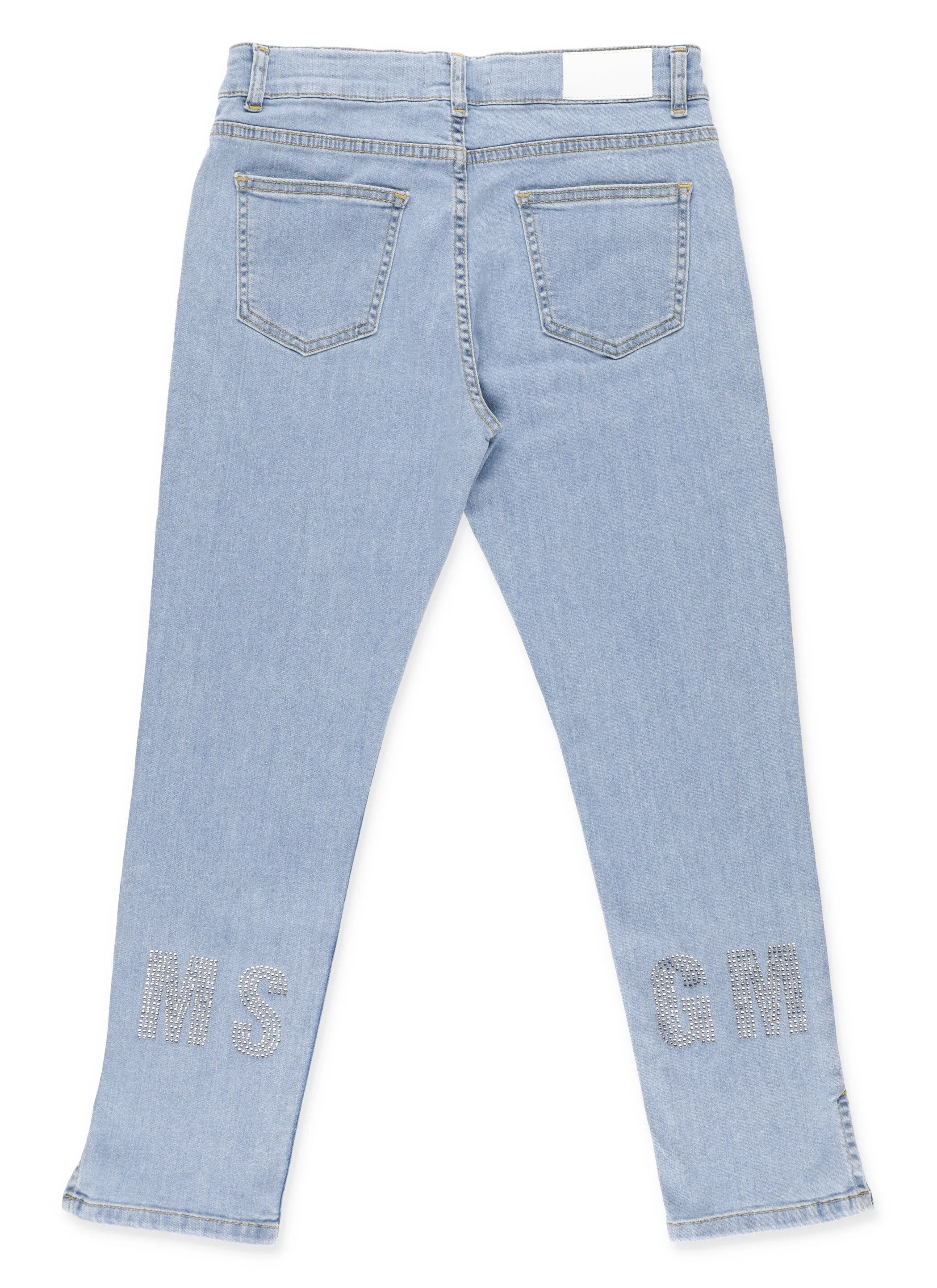 MSGM Kids Logo Glittered Straight Leg Jeans