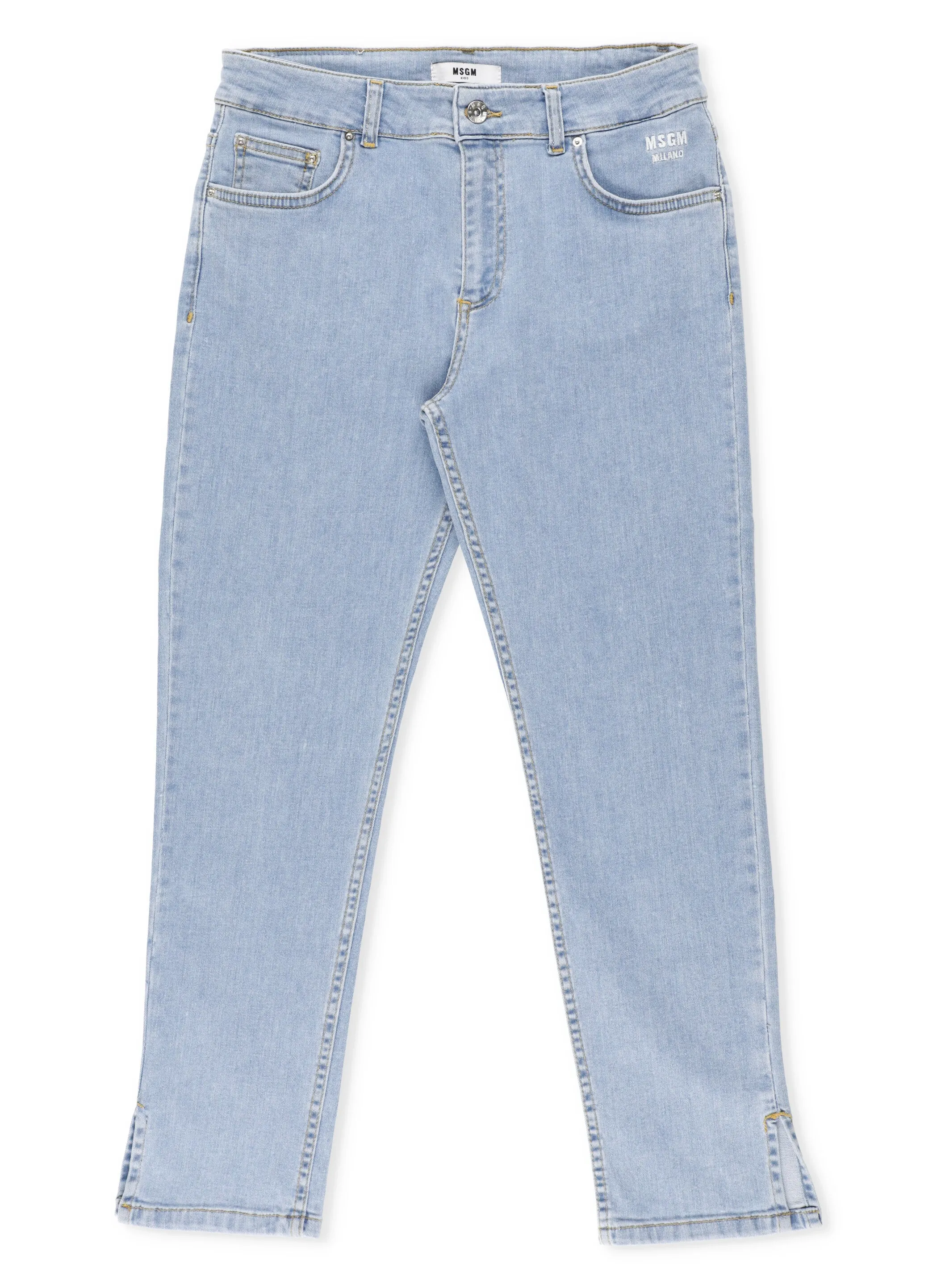 MSGM Kids Logo Glittered Straight Leg Jeans