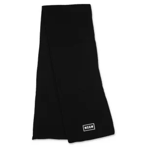MSGM Kids Logo Patch Rib Knit Scarf