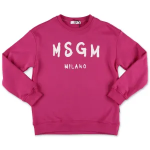 MSGM Kids Logo Print Crewneck Sweatshirt