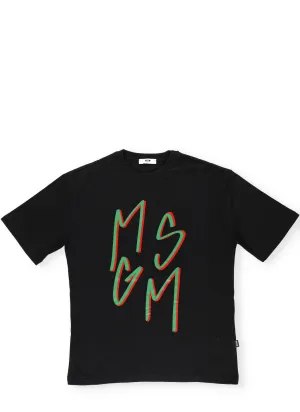 MSGM Kids Logo Print Crewneck T-Shirt