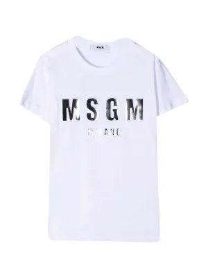 MSGM Kids Metallic Logo Effect T-Shirt