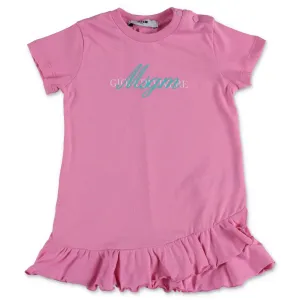 MSGM Kids Ruffled Logo Print Dress