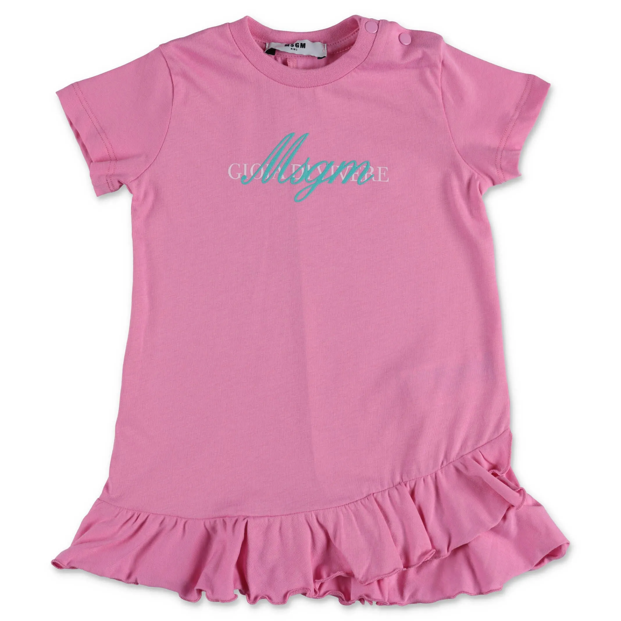 MSGM Kids Ruffled Logo Print Dress