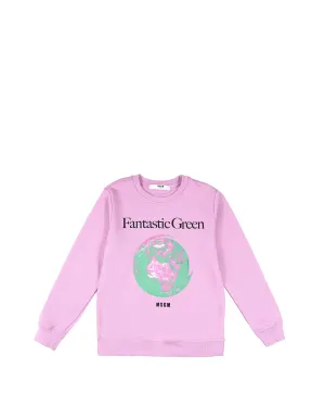 MSGM Kids Slogan Print Crewneck Sweatshirt