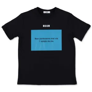 MSGM Kids Slogan Print Crewneck T-Shirt