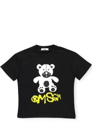 MSGM Kids Teddy Print Crewneck T-Shirt