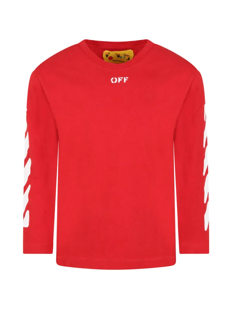 Off-White Kids Diag Printed Long Sleeve T-Shirt