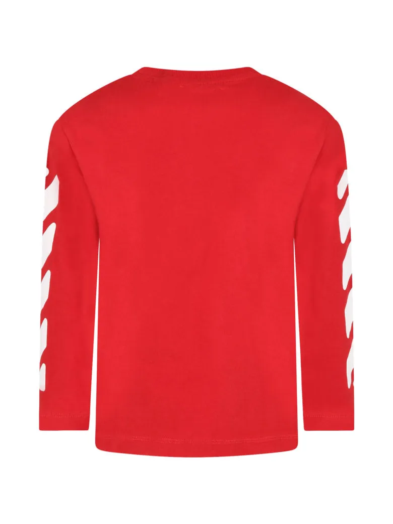 Off-White Kids Diag Printed Long Sleeve T-Shirt