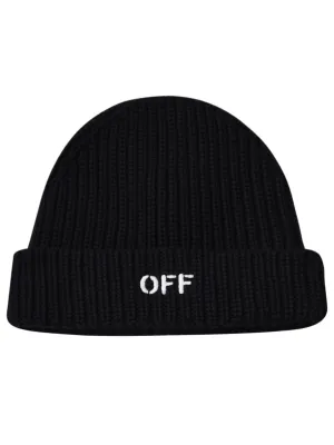 Off-White Kids Logo Embroidered Rib-Knit Beanie