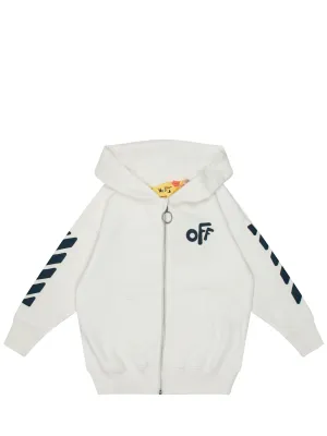 Off-White Kids Logo Printed Zipped Hoodie