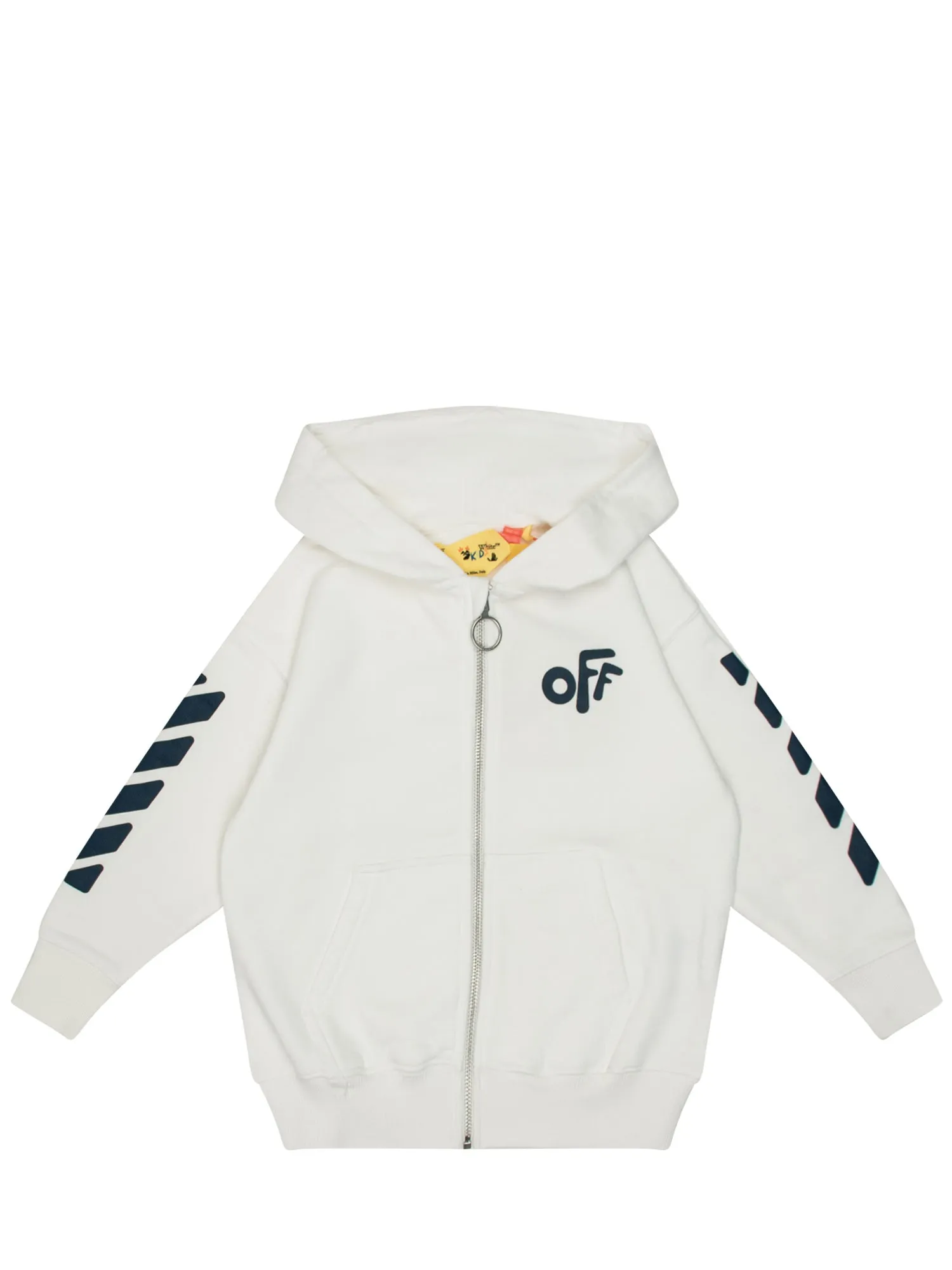 Off-White Kids Logo Printed Zipped Hoodie