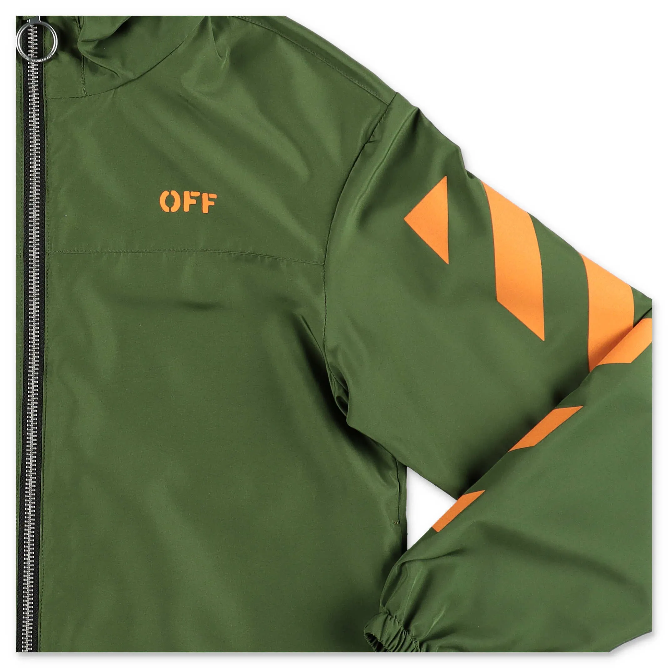 Off-White Kids Striped Logo Print Hooded Jacket