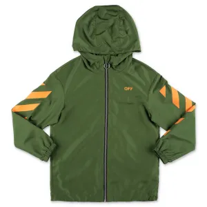 Off-White Kids Striped Logo Print Hooded Jacket