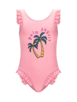 Palm Angels Kids Palm Printed Ruffled Swimsuit