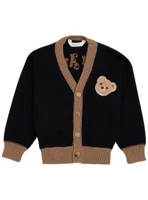 Palm Angels Kids Teddy Bear Detailed Cardigan