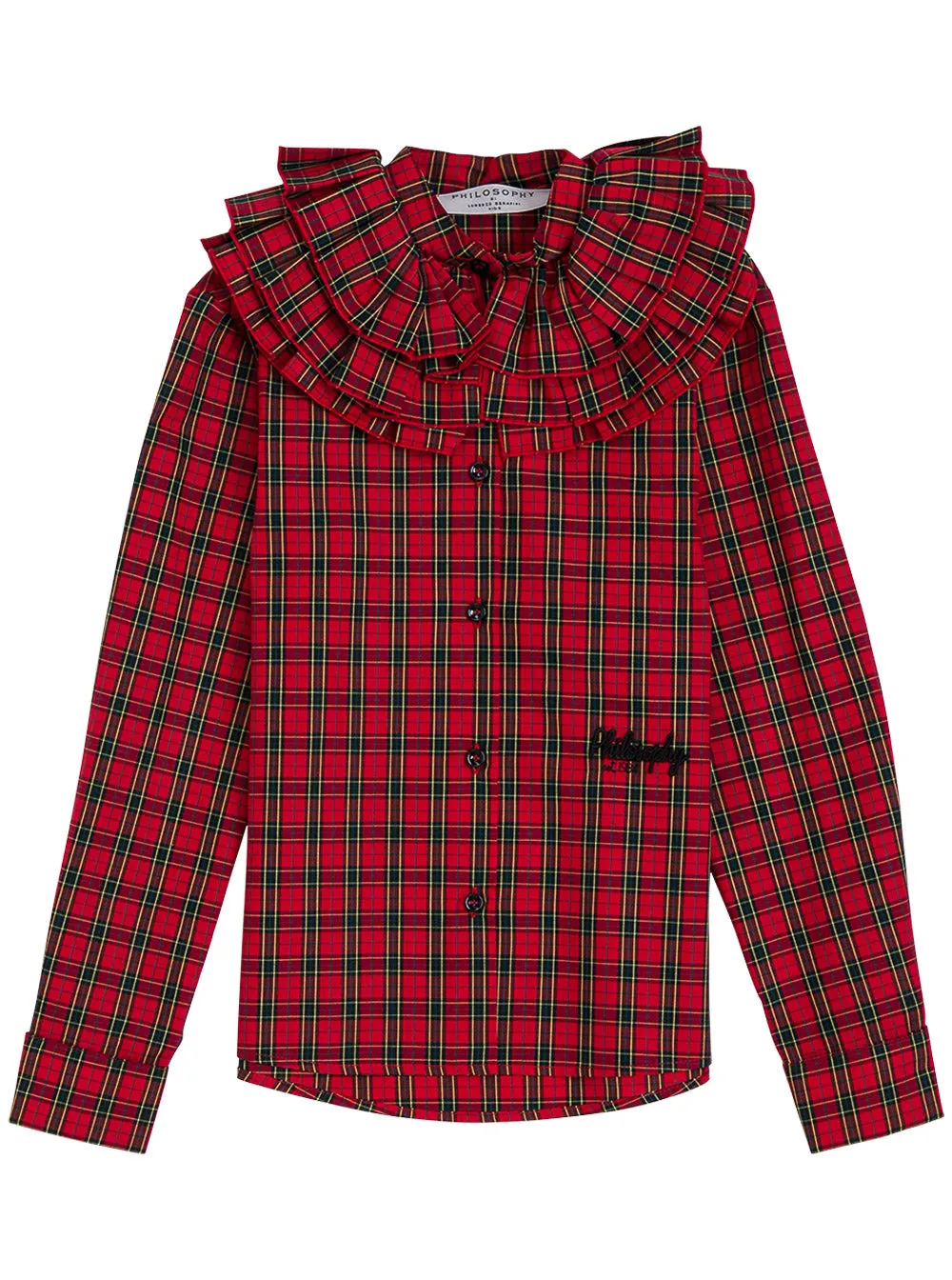 Philosophy Di Lorenzo Serafini Kids Check Print Ruffled Shirt