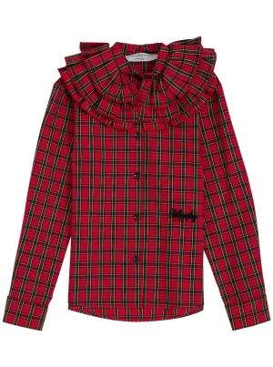 Philosophy Di Lorenzo Serafini Kids Check Print Ruffled Shirt