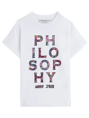 Philosophy Di Lorenzo Serafini Kids Floral Logo Printed T-Shirt