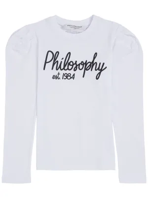 Philosophy Di Lorenzo Serafini Kids Logo Printed Puff Sleeve Sweatshirt