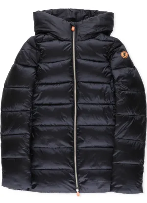 Save The Duck Kids Logo Patch Hooded Puffer Jacket