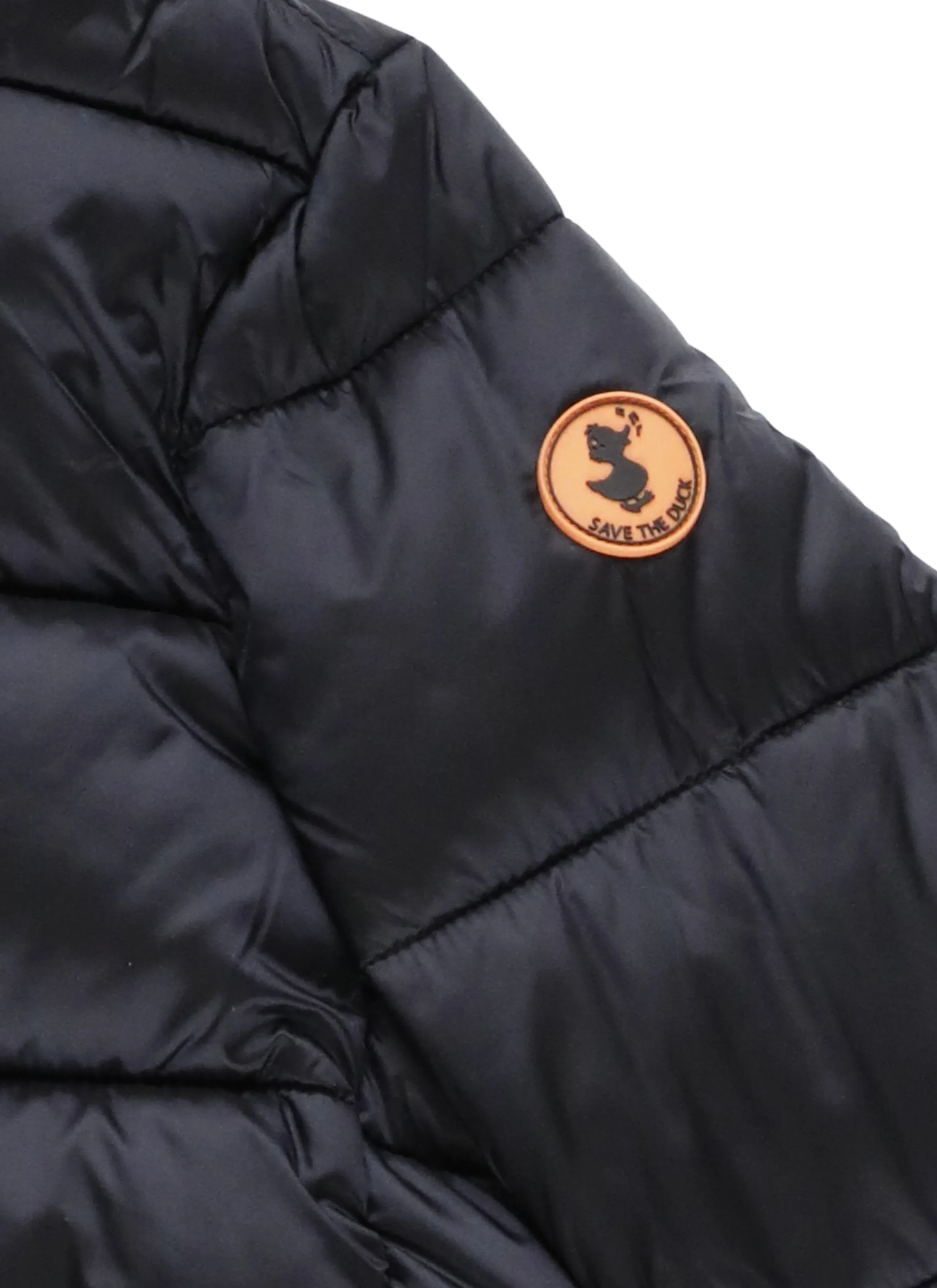 Save The Duck Kids Logo Patch Hooded Puffer Jacket