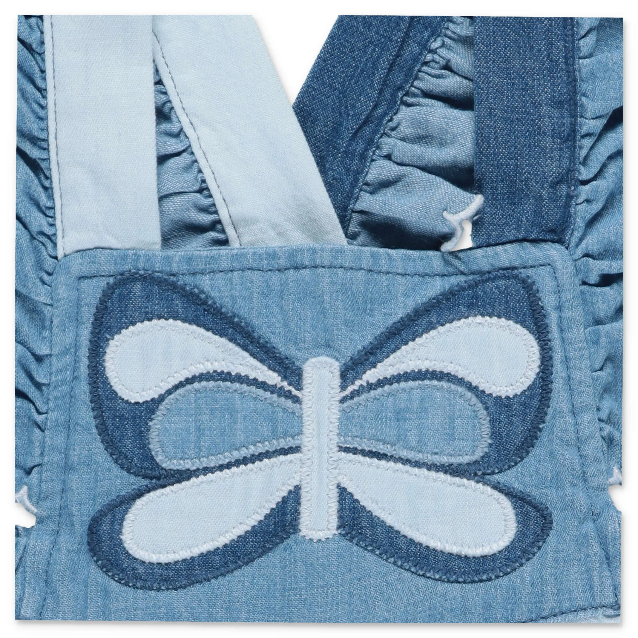 Stella McCartney Kids Butterfly Embroidered Denim Onesie