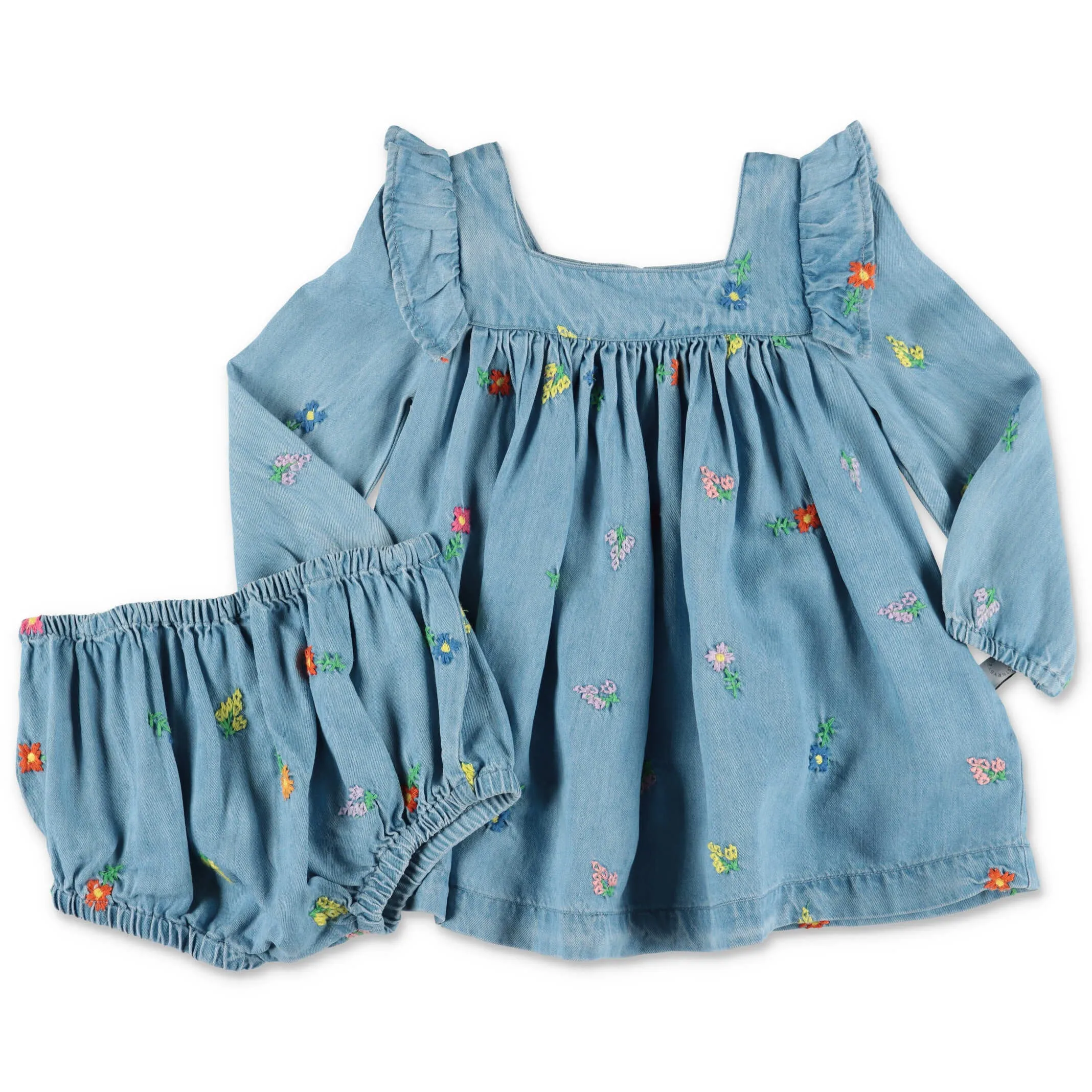 Stella McCartney Kids Embroidered Flowers Denim Dress
