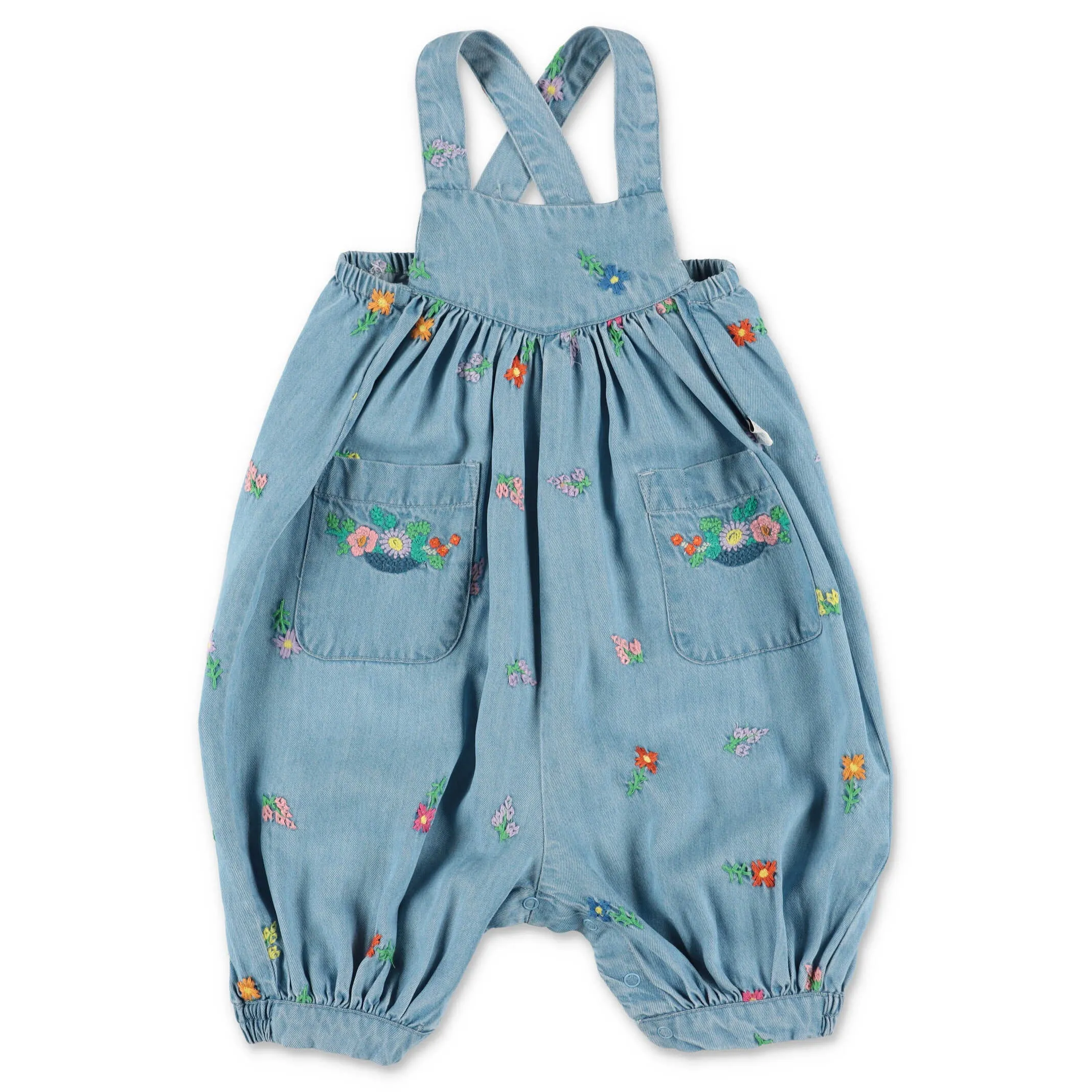 Stella McCartney Kids Floral Embroidered Denim Romper
