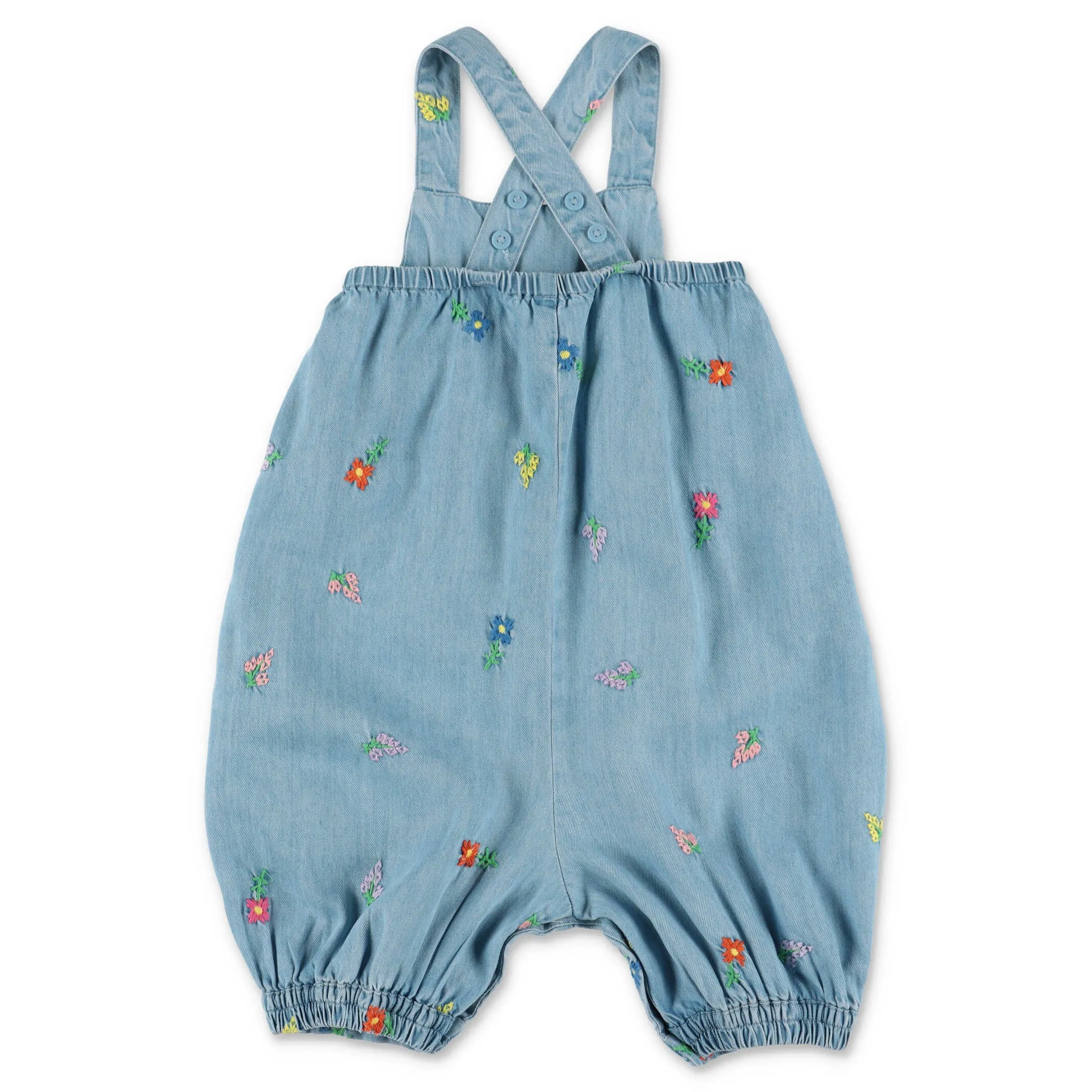 Stella McCartney Kids Floral Embroidered Denim Romper