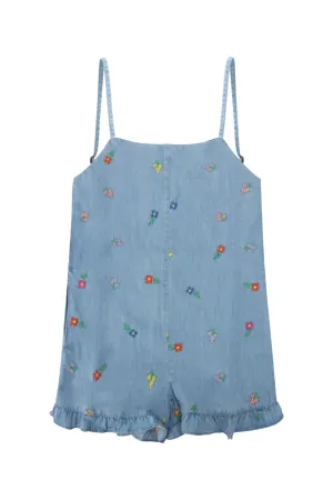 Stella McCartney Kids Floral Embroidered Sleeveless Playsuit