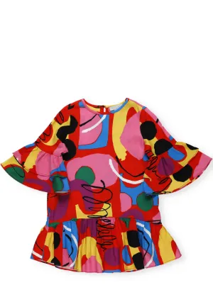 Stella McCartney Kids Graphic Print Ruffled Dress