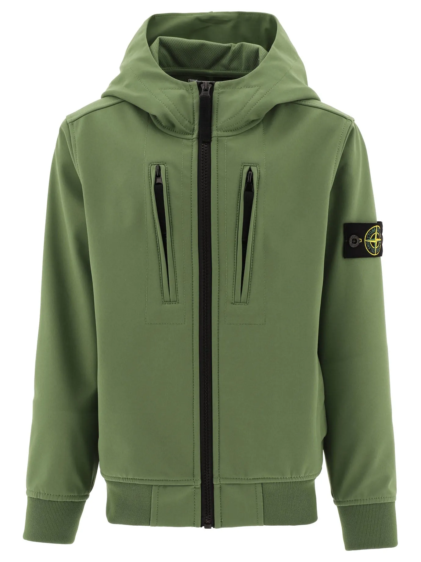 Stone Island Junior Logo Patch Zip-Up Hooded Jacket