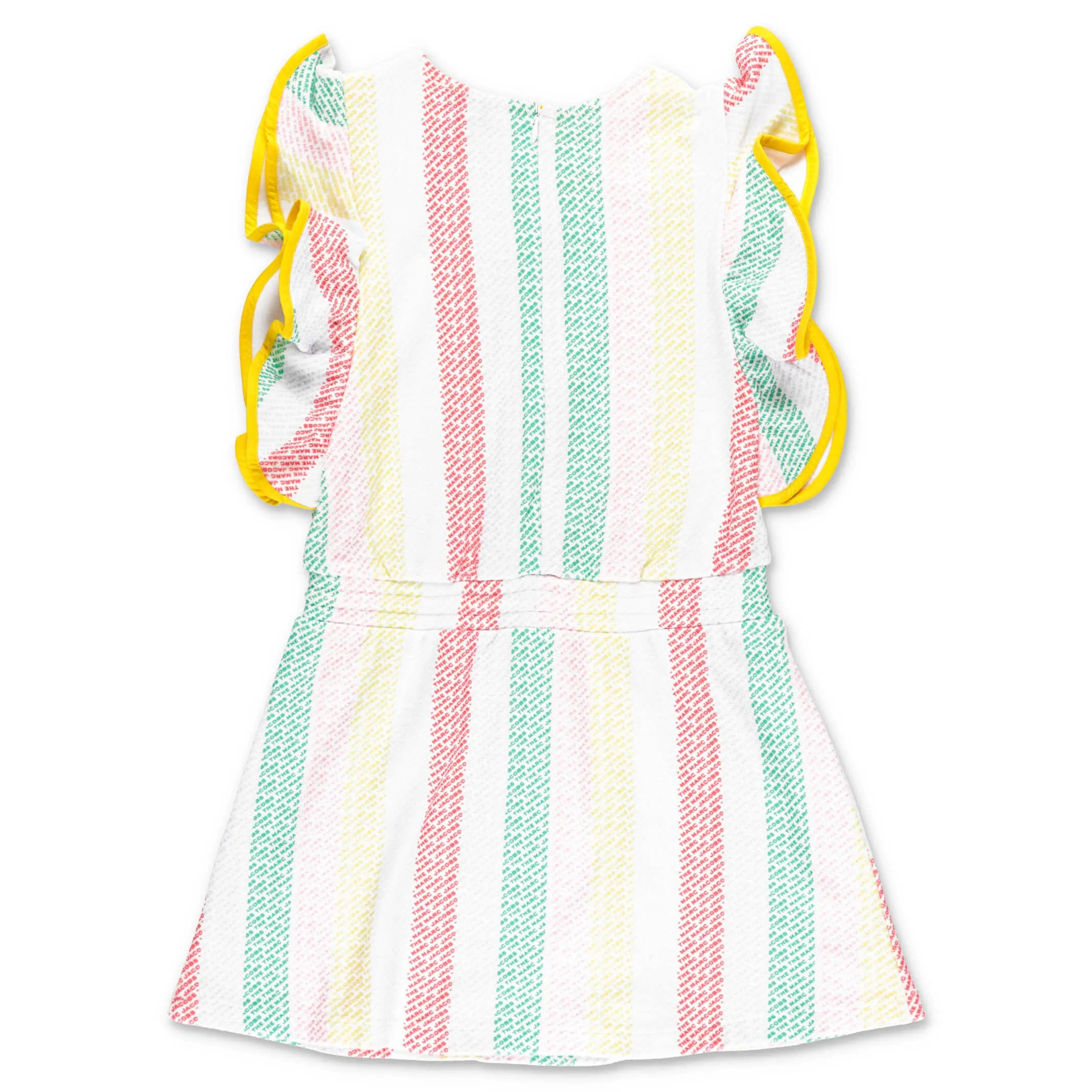 The Marc Jacobs Kids Logo Striped Ruffle Sleeve Dress
