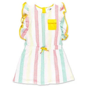 The Marc Jacobs Kids Logo Striped Ruffle Sleeve Dress