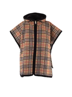 urberry Kids Checked Jacquard Hooded Poncho