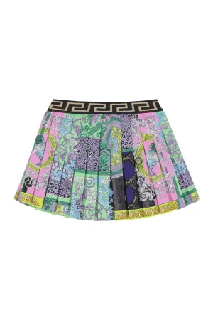 Versace Kids Barocco Print Pleated Skirt
