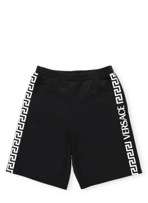 Versace Kids Greca Logo Side Stripe Shorts