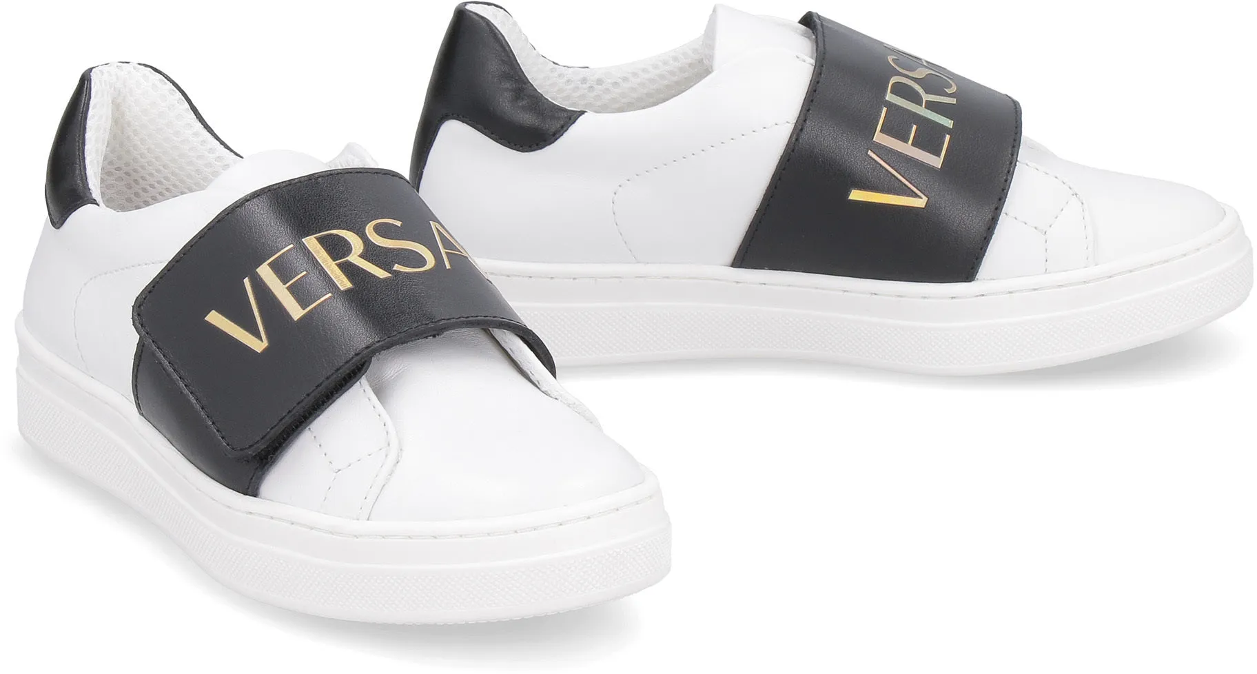 Versace Kids Logo Touch-Strap Low-Top Sneakers