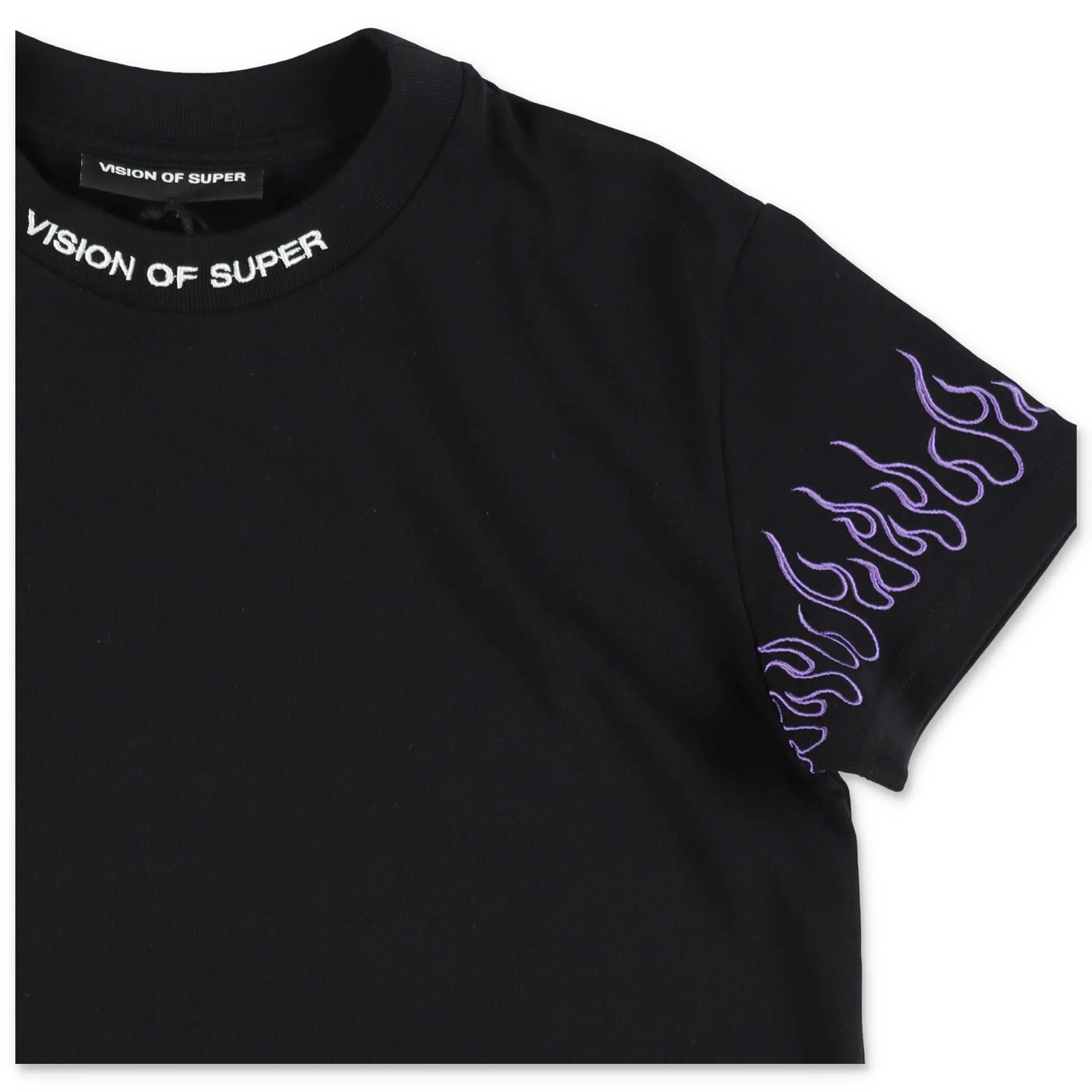 Vision Of Super Kids Flame Embroidered T-Shirt