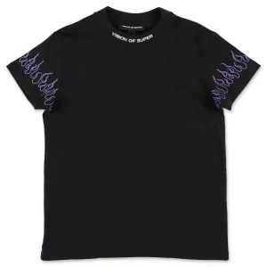 Vision Of Super Kids Flame Embroidered T-Shirt